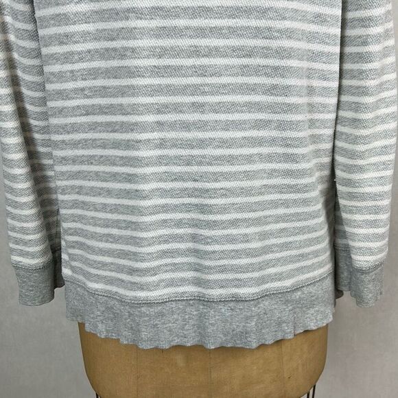 aerie Knit Henley Top Shirt Pullover Gray White Stripe Sz L Long Sleeve Pocket - Picture 6 of 10